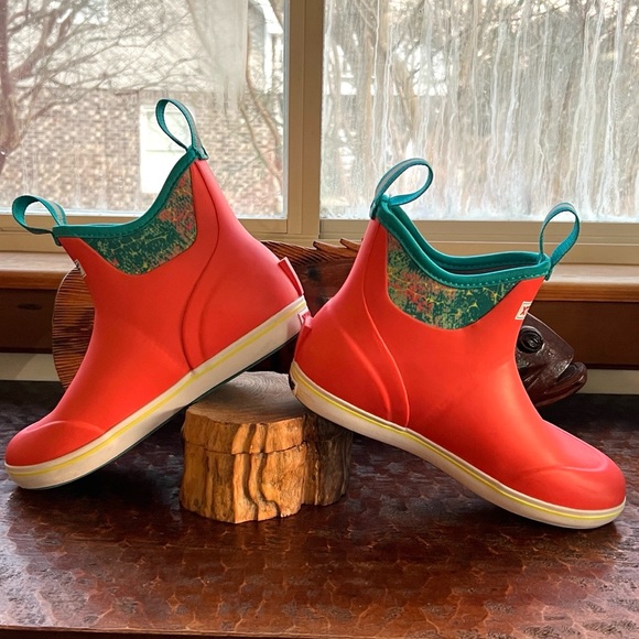 Xtratuf Explorer Rain Deck Boots Teal Coral Buoy 6" Ankle Boot Waterproof Size 8 - Picture 7 of 11